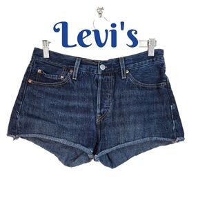 Levi's Womens 501 Jean Bootie Shorts Sz 28 Blue Denim All Cotton Button Fly